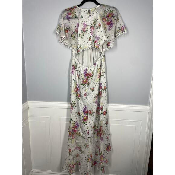 ASOS, Size 8, White Floral Dress, High-Low, Statement, Open Back, Lightweight - Picture 4 of 8